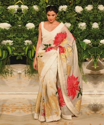 White embroidered chanderi saree 3