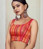 Orange Silk Zari Work Readymade Blouse for Festive