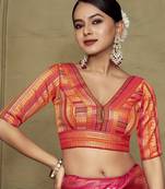 Multicolor Silk Woven Readymade Blouse