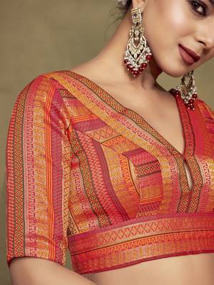 Multicolor Silk Woven Readymade Blouse 3