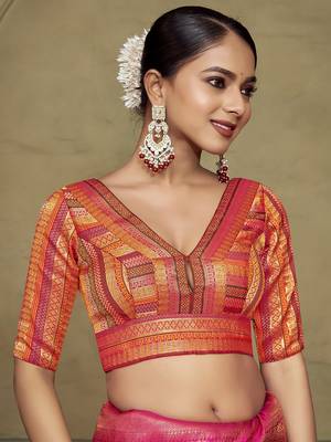 Multicolor Silk Woven Readymade Blouse 4