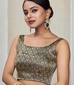 Ethnic And Traditional Black Faux Banarasi Silk Jacquard Weavind Designer Readymade Blouse