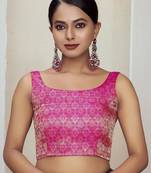 Pink Banarasi Brocade Sleeveless Blouse
