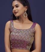 Ethnic And Traditional Wine Faux Banarasi Silk Jacquard Weavind Designer Readymade Blouse