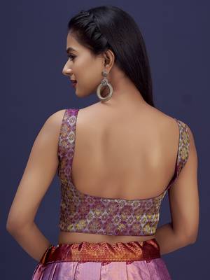 Ethnic And Traditional Wine Faux Banarasi Silk Jacquard Weavind Designer Readymade Blouse 2