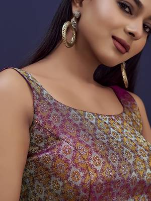 Ethnic And Traditional Wine Faux Banarasi Silk Jacquard Weavind Designer Readymade Blouse 3