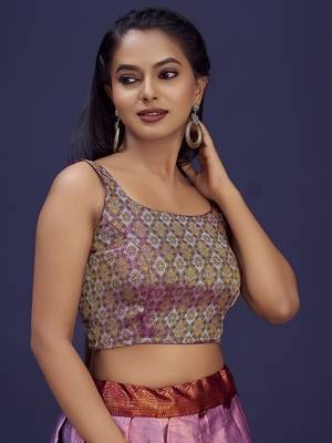 Ethnic And Traditional Wine Faux Banarasi Silk Jacquard Weavind Designer Readymade Blouse 4