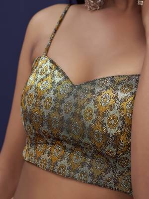 Black Stylish Partywear Woven Readymade Blouse 3