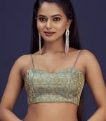 Grey Stylish Partywear Woven Designer Readymade Blouse