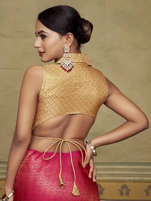 Chiku Stylish Partywear Woven Collar Neck Style Readymade Blouse 2