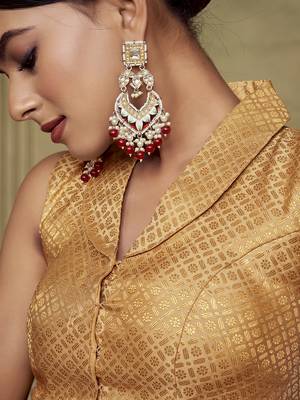 Chiku Stylish Partywear Woven Collar Neck Style Readymade Blouse 3