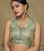 Mint Green Silk Woven Work Readymade Blouse