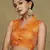 Orange Stylish Partywear Woven Collar Neck Style Readymade Blouse