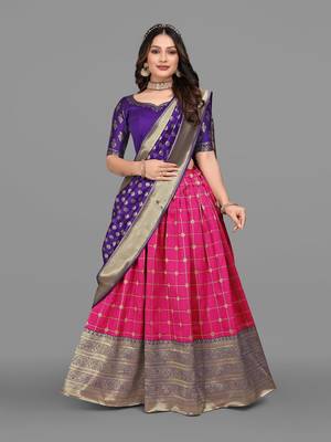 SELF DESIGN UNSTITCHED LEHENGA CHOLI (HALF SAREE) 1