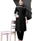 Black Embroidered Kurta set with Dupatta