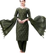 Dark Green Embroidered Kurta Set