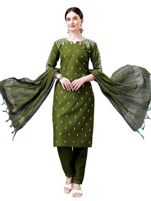 Mehendi White Thread Embroidered Kurta set 1