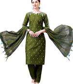 Mehendi White Thread Embroidered Kurta set