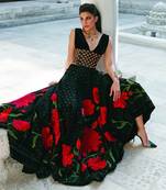 Black Raw Silk Embroidered Lehenga Set