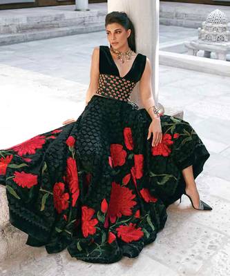 Black Raw Silk Embroidered Lehenga Set 2
