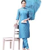 Sky Blue Embroidered Kurta Set