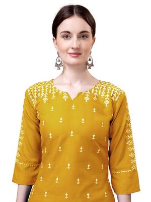 Yellow White Thread Embroidered Kurta Set 3