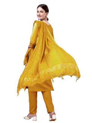 Yellow White Thread Embroidered Kurta Set 4