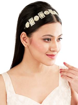 Rajasthani kundan pearl bridal mathapatti sheeshphool 5