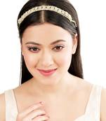 Gold plated kundan pearl floral mathapatti sheeshphool