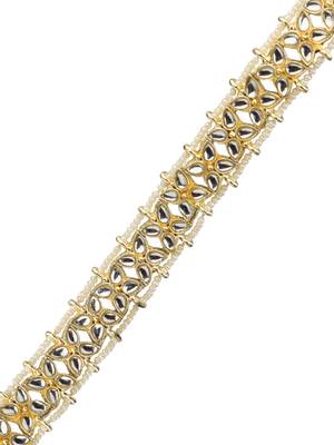 Gold plated kundan pearl floral mathapatti sheeshphool 4