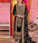 Black georgette silk pakistani salwar suit with dupatta