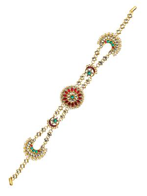Rajwadi pink green kundan bridal mathapatti sheeshphool 2
