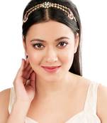 Ornate pink green kundan bridal mathapatti sheeshphool