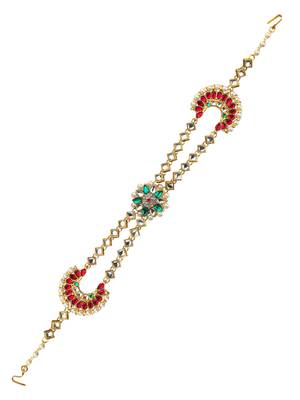 Ornate pink green kundan bridal mathapatti sheeshphool 2