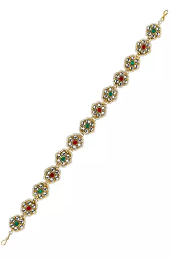 Multicolor kundan flower mathapatti sheeshphool