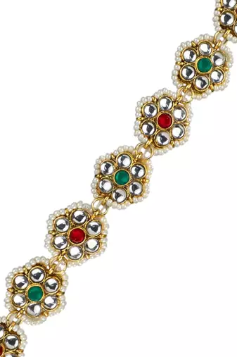 Multicolor kundan flower mathapatti sheeshphool
