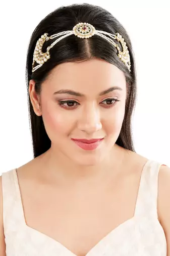 Kundan chandbali bridal mathapatti sheeshphool
