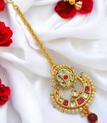 Rajasthani gold plated kundan borla maang tikka