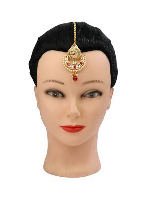 Rajasthani gold plated kundan borla maang tikka 4