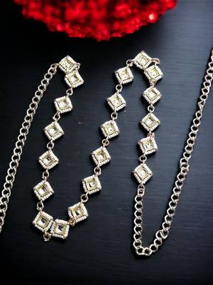 Square kundan beads waist belly chain 1