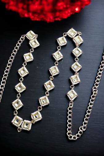 Square kundan beads waist belly chain