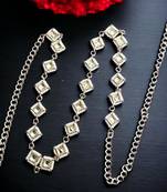 Square kundan beads waist belly chain