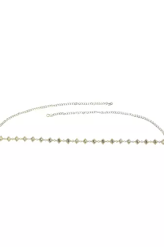 Square kundan beads waist belly chain