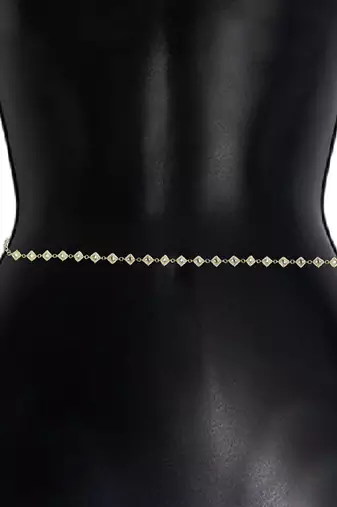 Square kundan beads waist belly chain