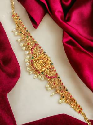 Traditional gold plated temple jewelry laxmi waist belt kamarbandh 1