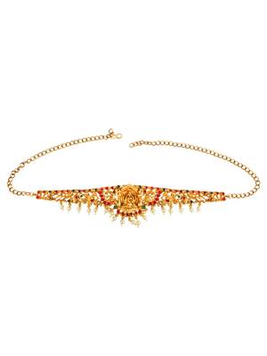 Traditional gold plated temple jewelry laxmi waist belt kamarbandh 2