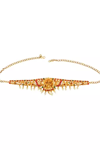 Traditional gold plated temple jewelry laxmi waist belt kamarbandh
