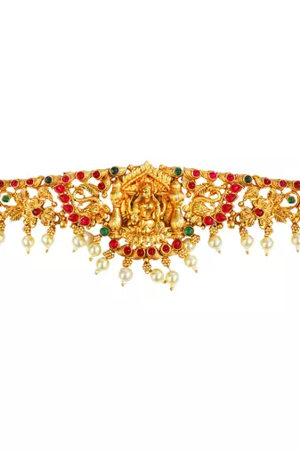 Traditional gold plated temple jewelry laxmi waist belt kamarbandh