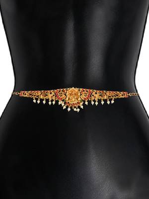 Traditional gold plated temple jewelry laxmi waist belt kamarbandh 4