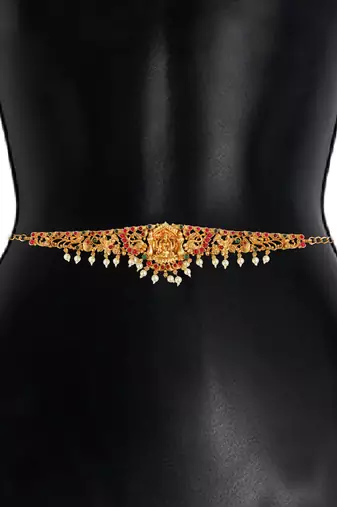 Traditional gold plated temple jewelry laxmi waist belt kamarbandh